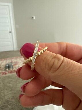 Neiman Marcus  14K Gold Plated Criss Cross CZ Ring